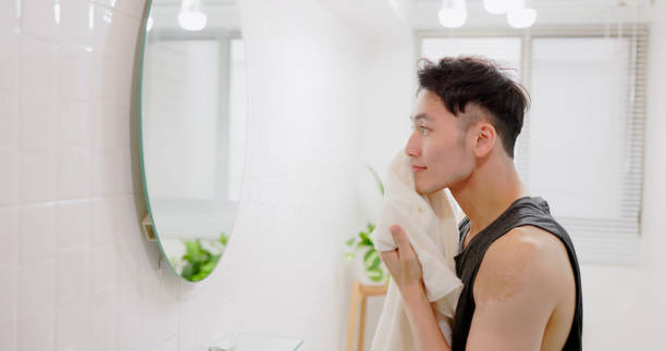Simple daily men's skincare routine at home